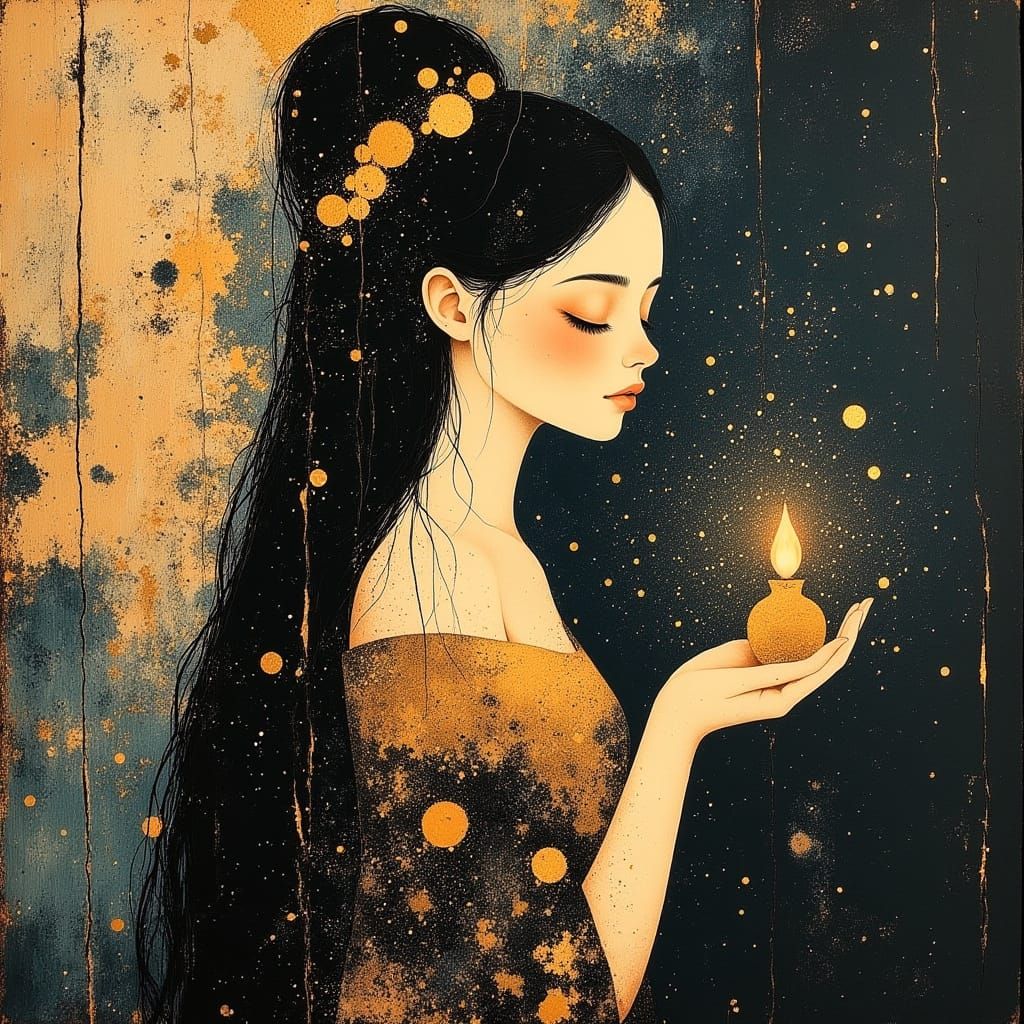 Oriental Girl with Oil Lamp in Boulet Style