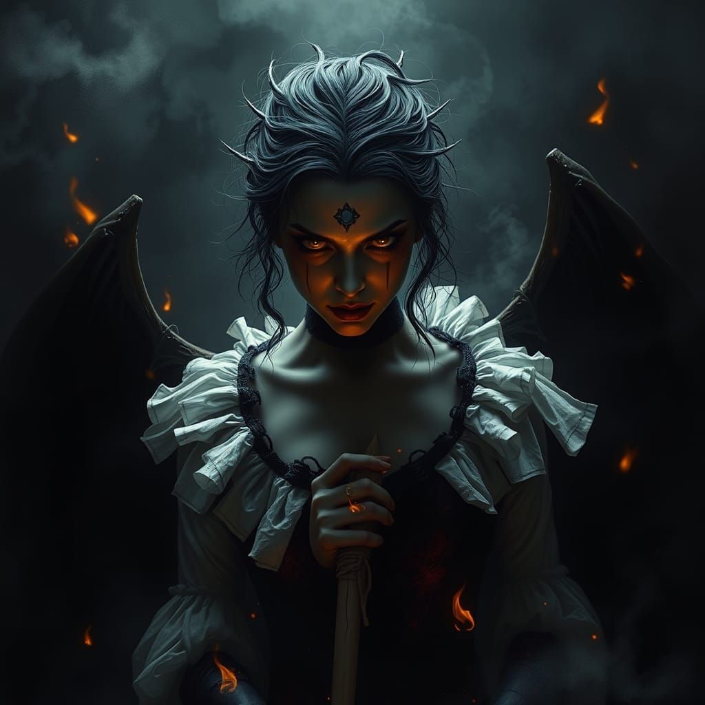 Dark Snow White in a Biomechanical Nightmare Realm