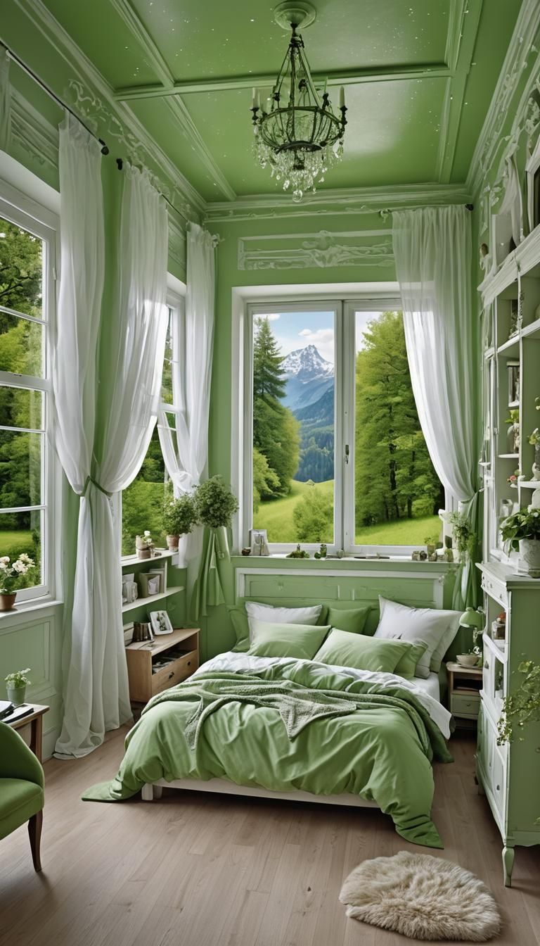 Cozy Fantasy Bedroom with Scenic Landscape View