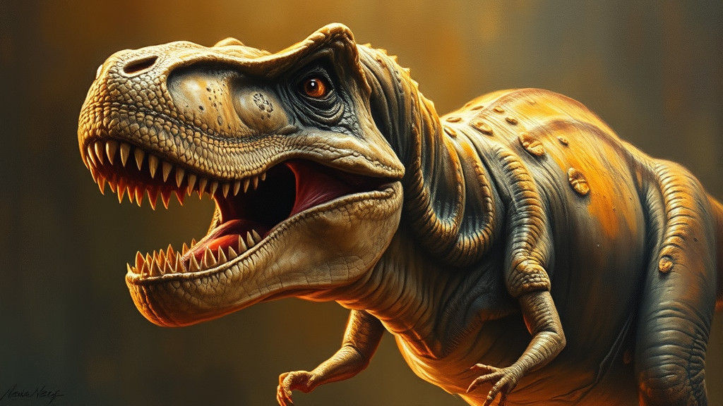 Tyrannosaurus Rex Oil Painting in Academic Style