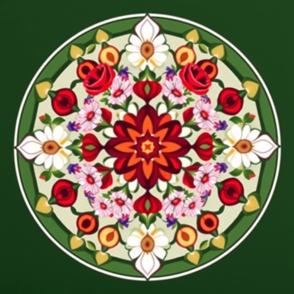 Vibrant Pagan Mandala in Triadic Colors