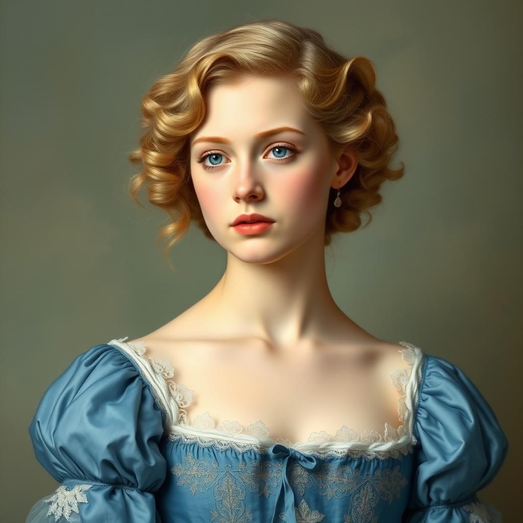 Elegant Woman in 1800s Court Dress