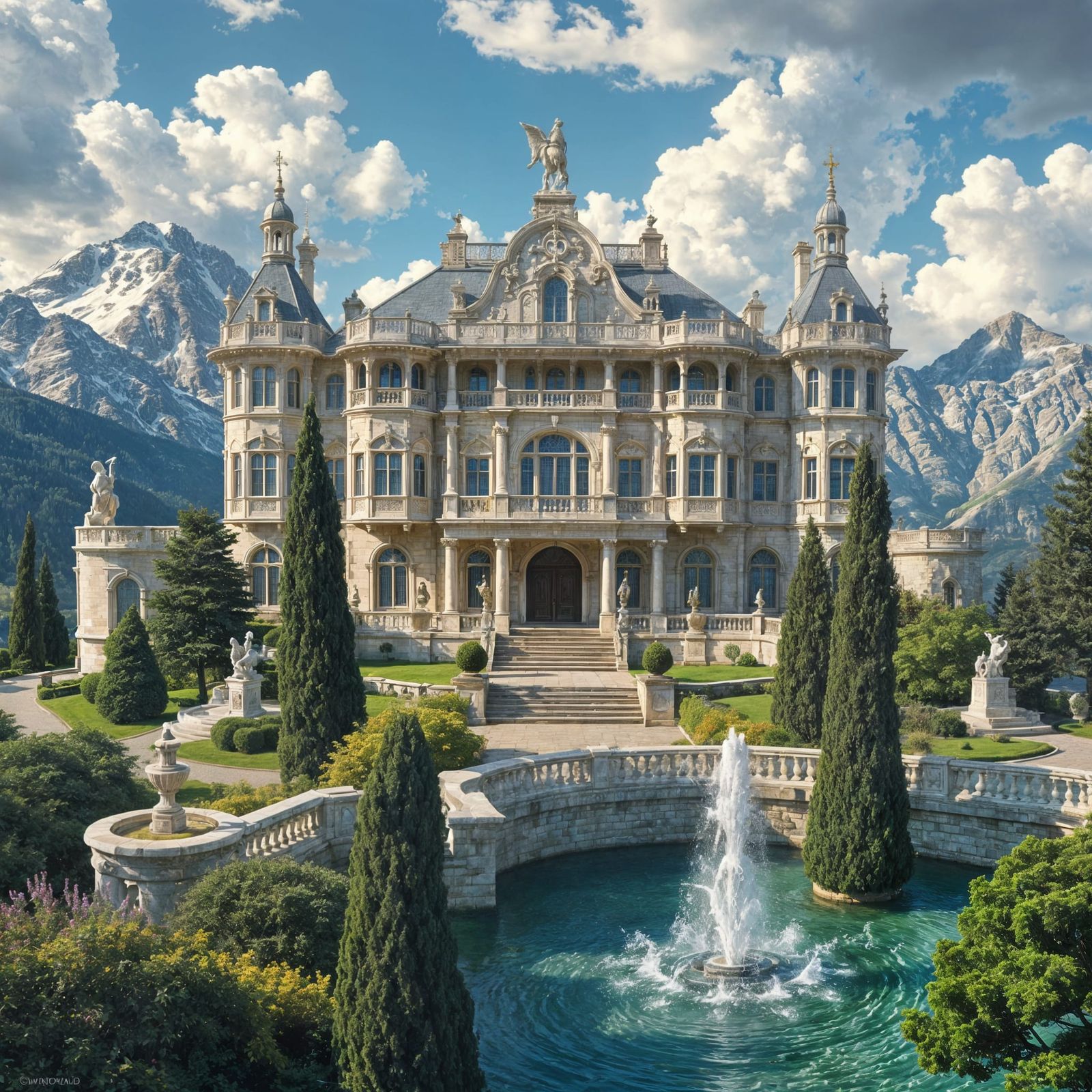 Elegant Celtic Palace in Grand Scottish Style with Beautiful...