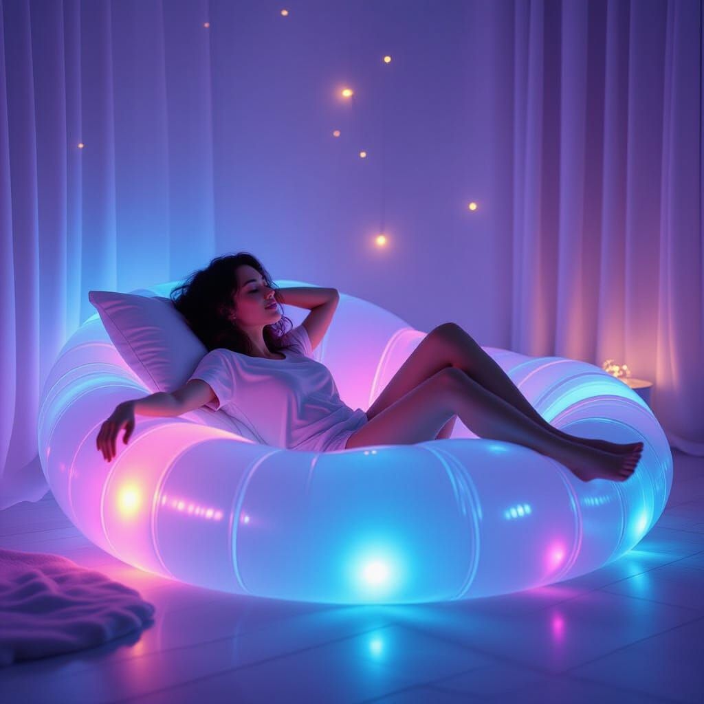 Lounging on a Jelly Bed in Digital Art Style