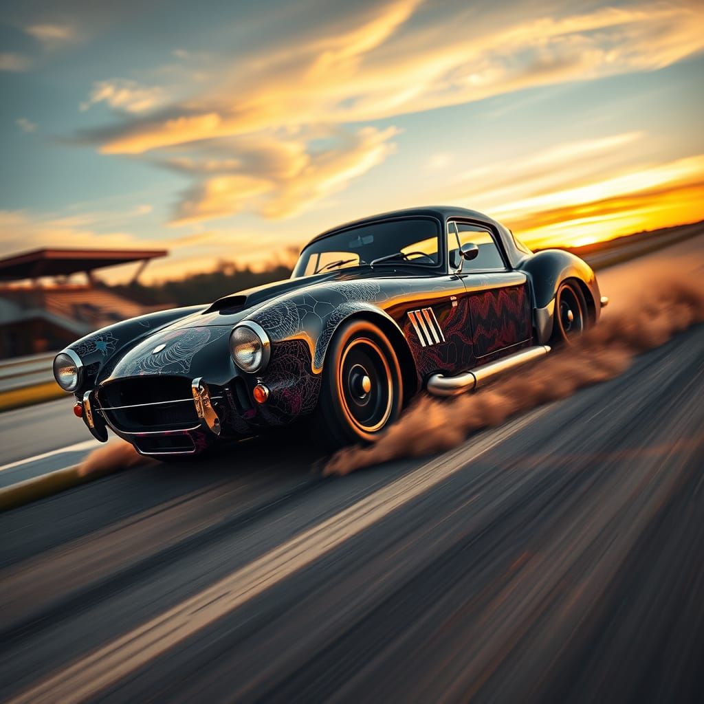 Surreal Dodge Viper Racing Machine in Vibrant Symbiote Carna...