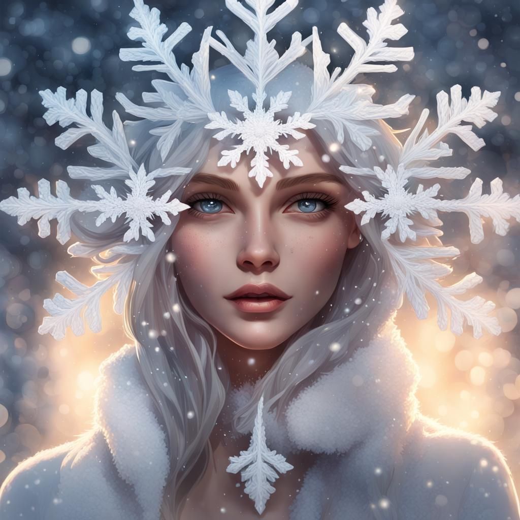 Shimmering Snowflake in Sunlight: Hyperdetailed Digital Art
