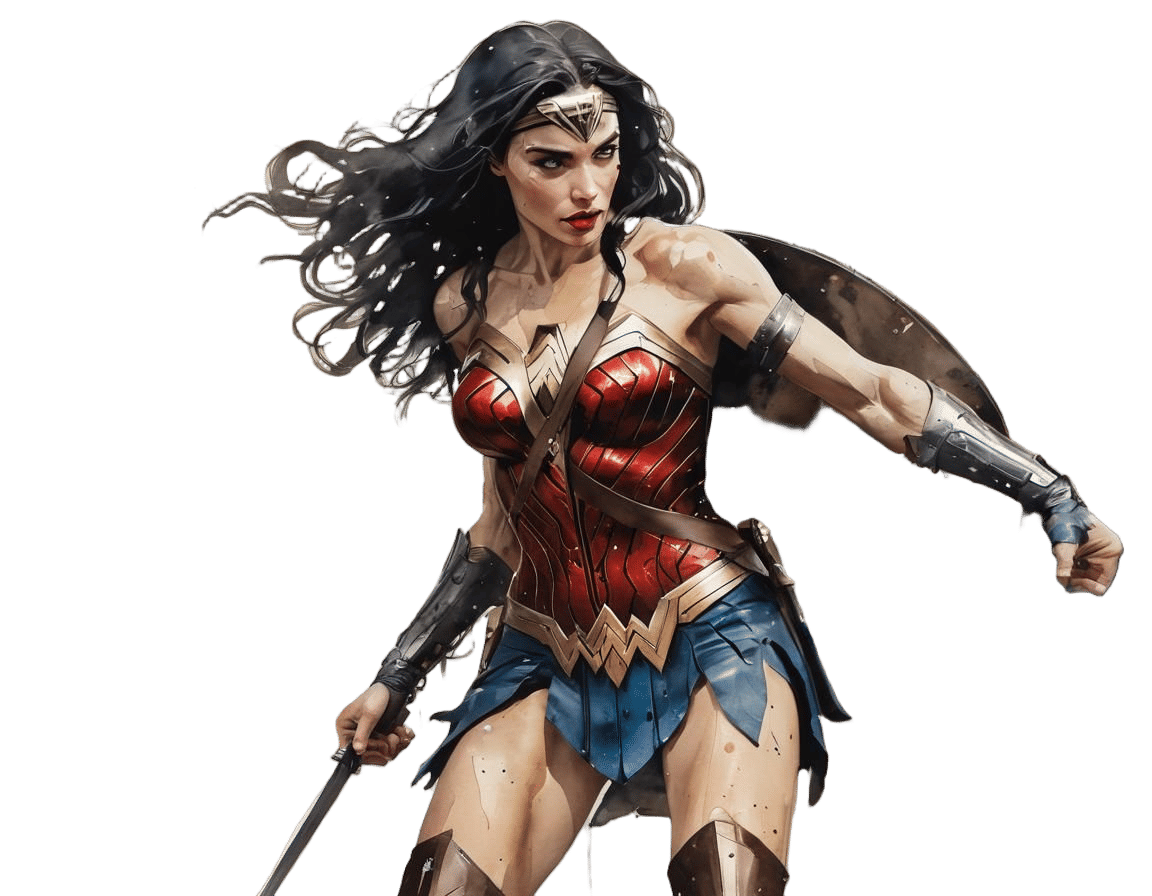 Wonder Woman in Medieval Watercolor Style