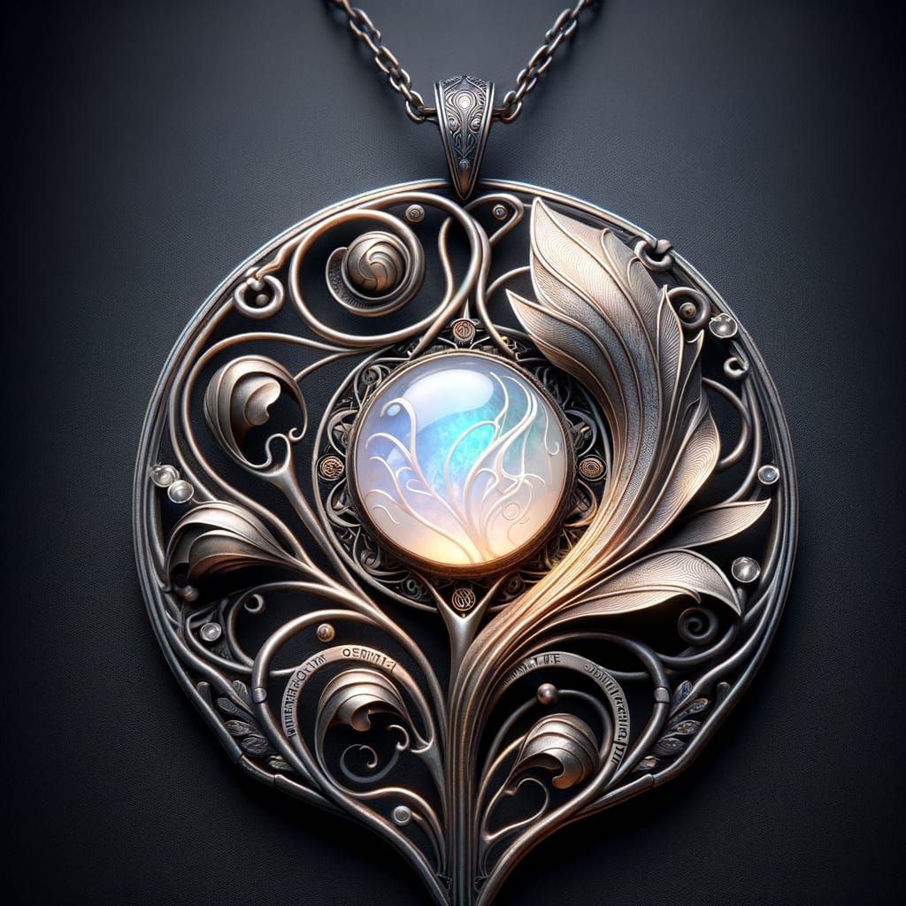 Art Nouveau Pendant with Floral and Occult Details