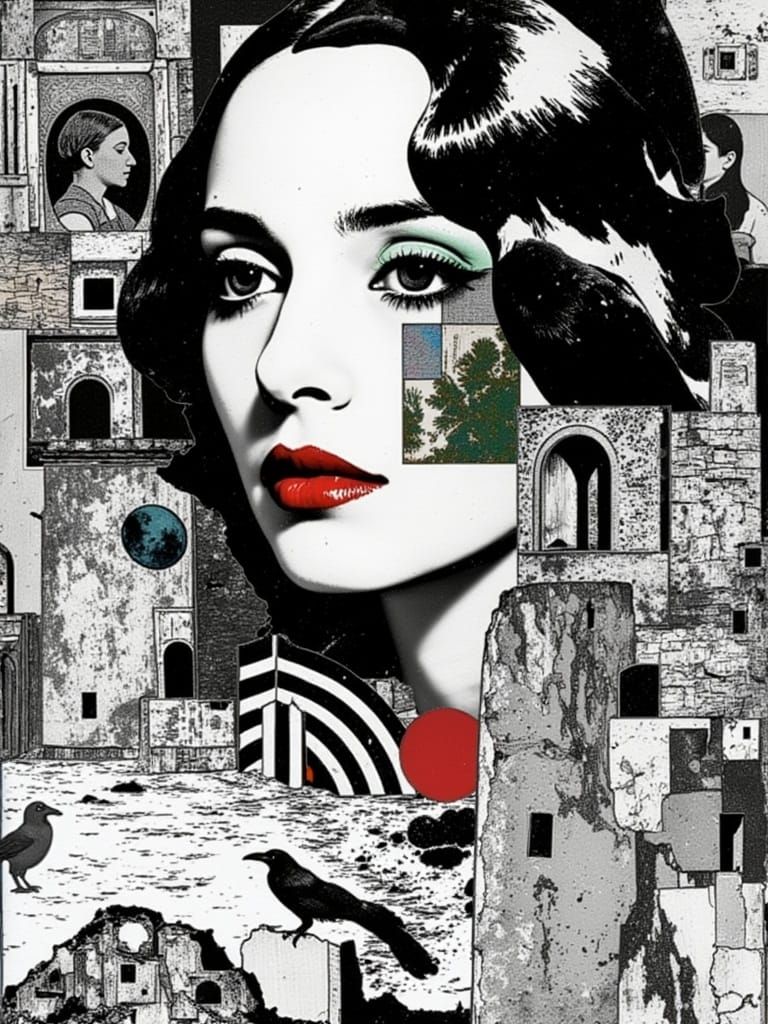 Ethereal Bohemian Portrait in Iridescent Black and White