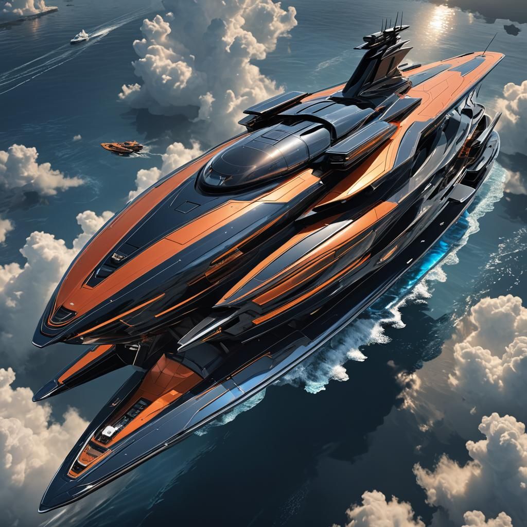 Futuristic Luxury Ship Concept Art on Open Sea