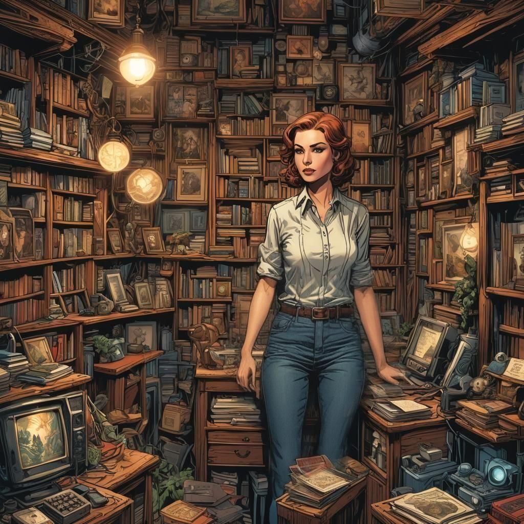 Comic Book Art of a Lady at Home