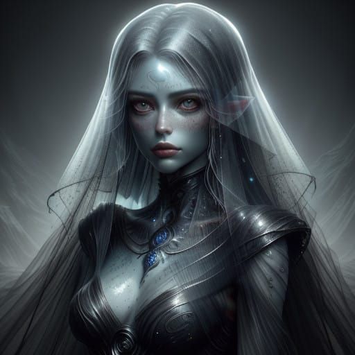 Mysterious, Ethereal, Haunting, pellucid visage,
through div...