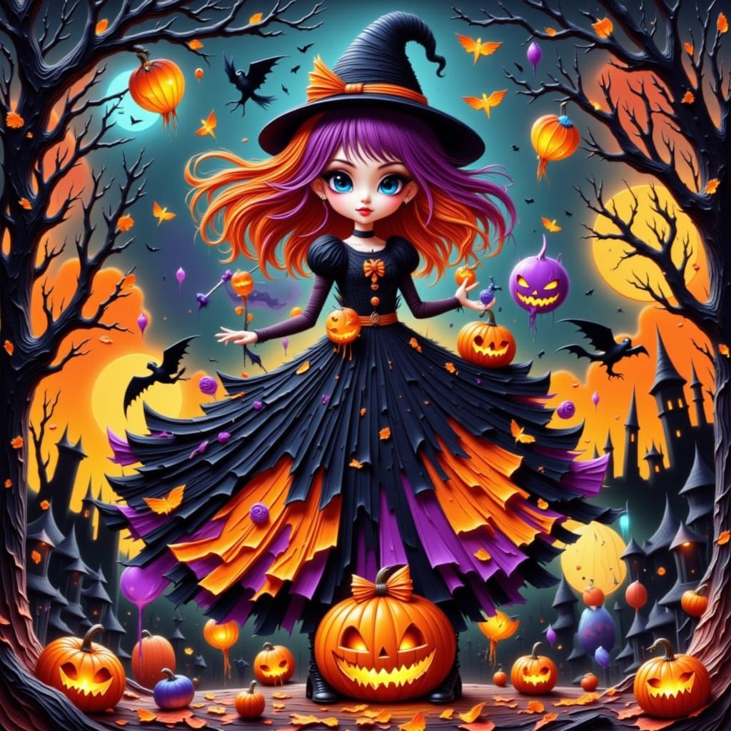 Enchanting Halloween Party Scene with Spooky Decorations