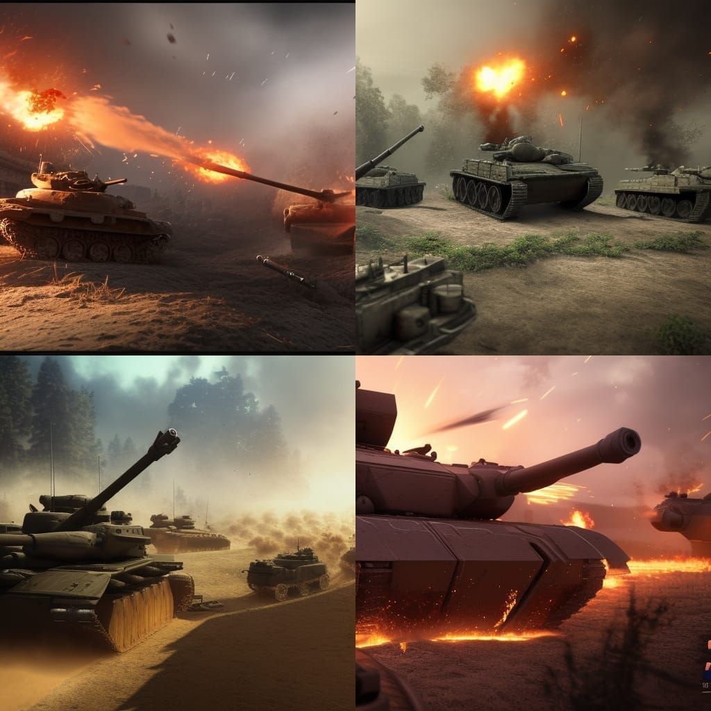 Epic Tank Battle in 3D Game Cinematic Style