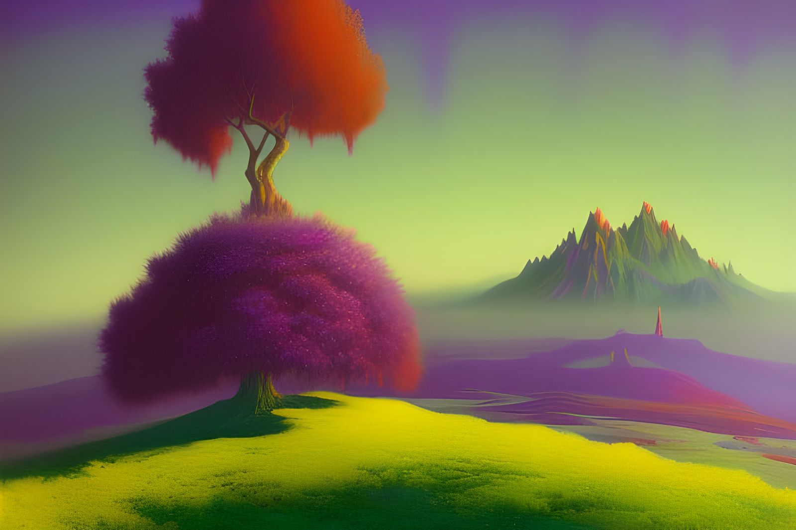 Surreal Glowing Tree, Digital Illustration in HDR