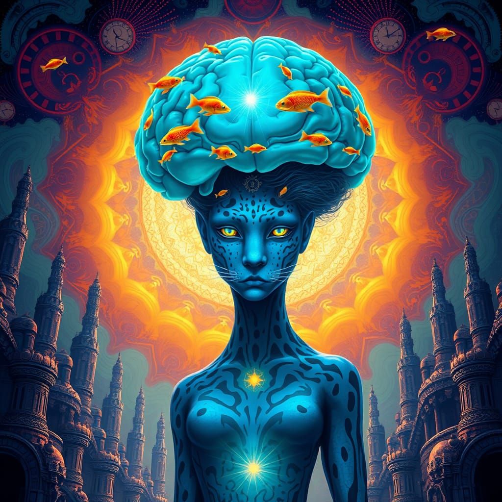 Blue Leopard Goddess City: A Steampunk Dreamscape