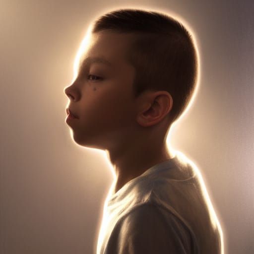 Boy's Ghostly Reflection: Digital Art Portrait