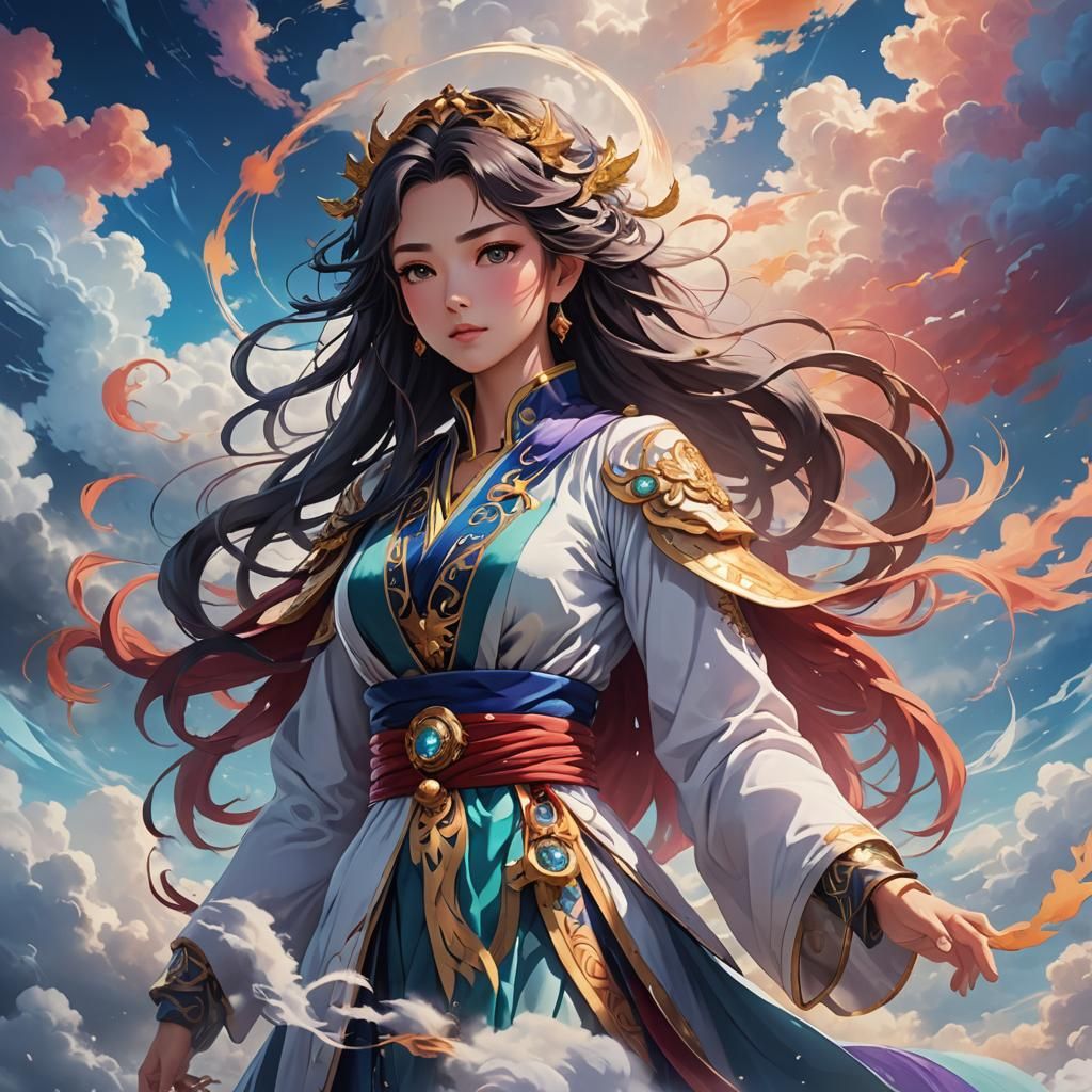 Anime Goddess of Wind in Studio Trigger Style