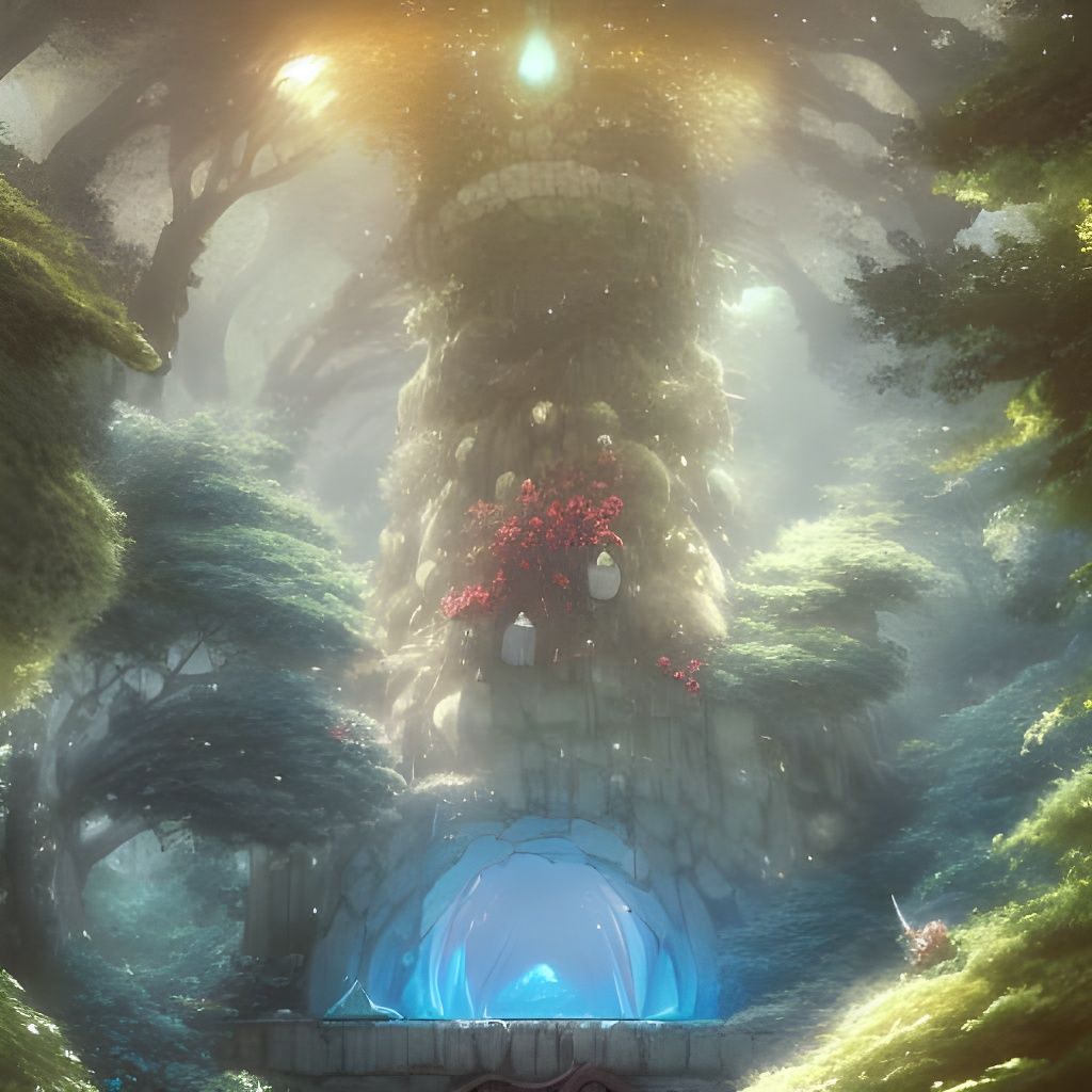 Glowing Crystal Grotto in Studio Ghibli Style