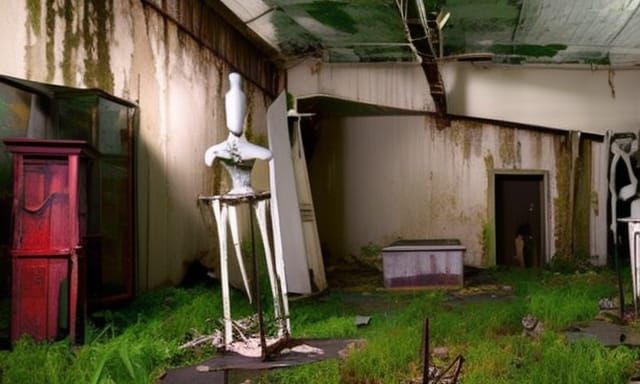 Creepy Abandoned Prison with Mannequins in Fine Art Style