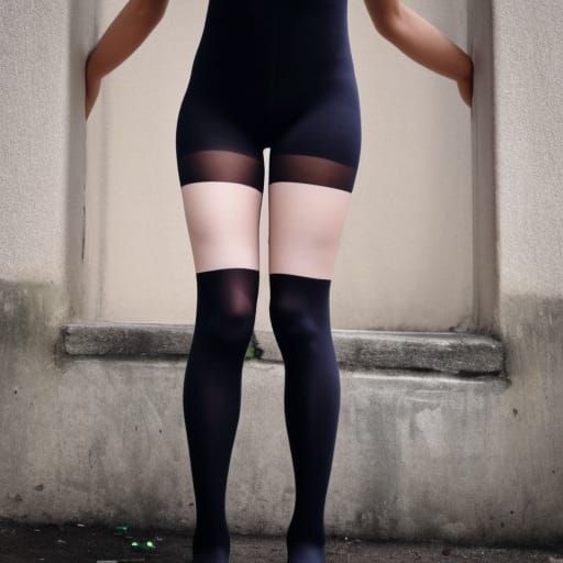 Girl Encased in Opaque Tights