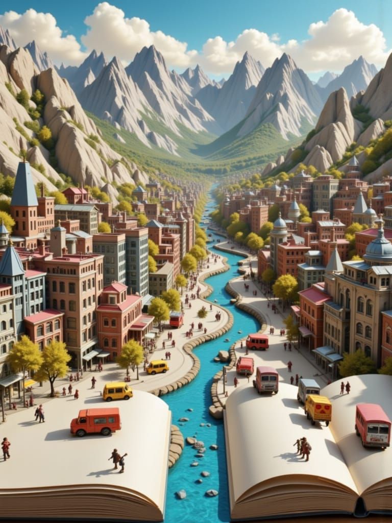 Bustling Metropolis Pop-Up Book Illustration