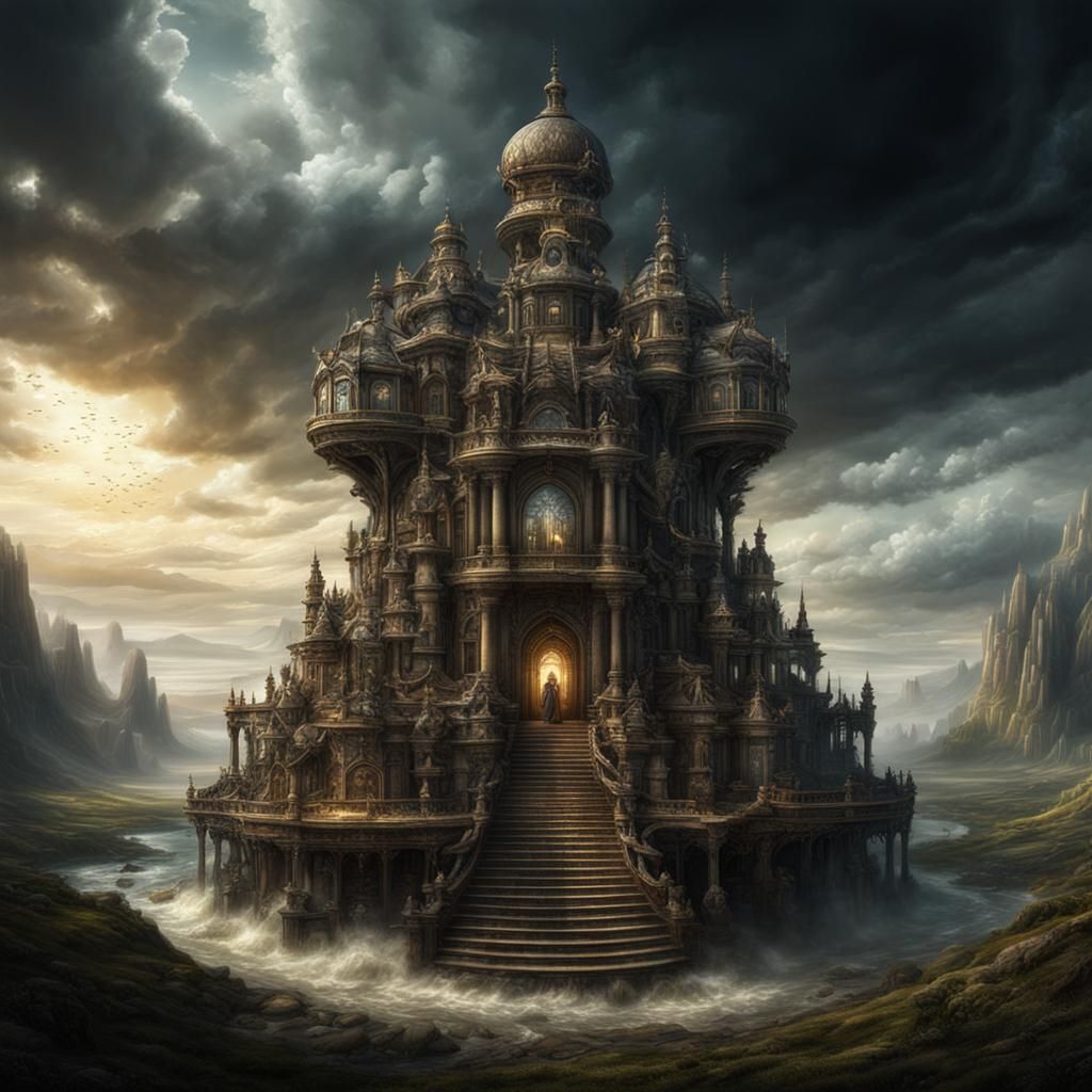 Hourglass: Infant and Elder in a Dramatic Digital Painting