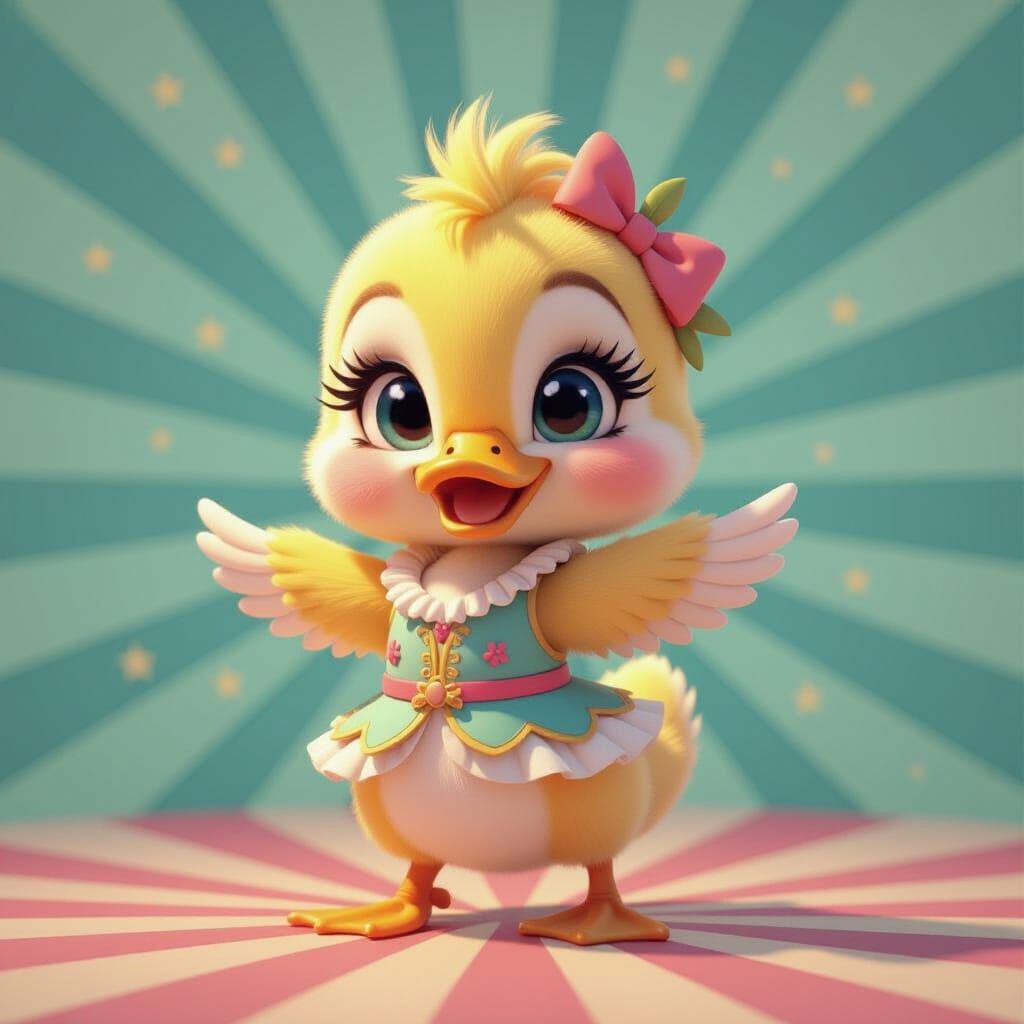 Adorable Duckling Dancer in Pixar-Style 3D Art