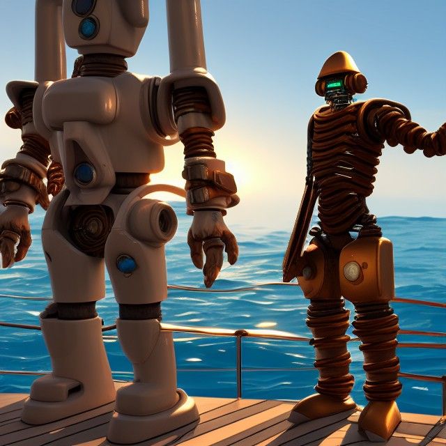 Warforged Artificer Sailing the Seas in Fantasy Style