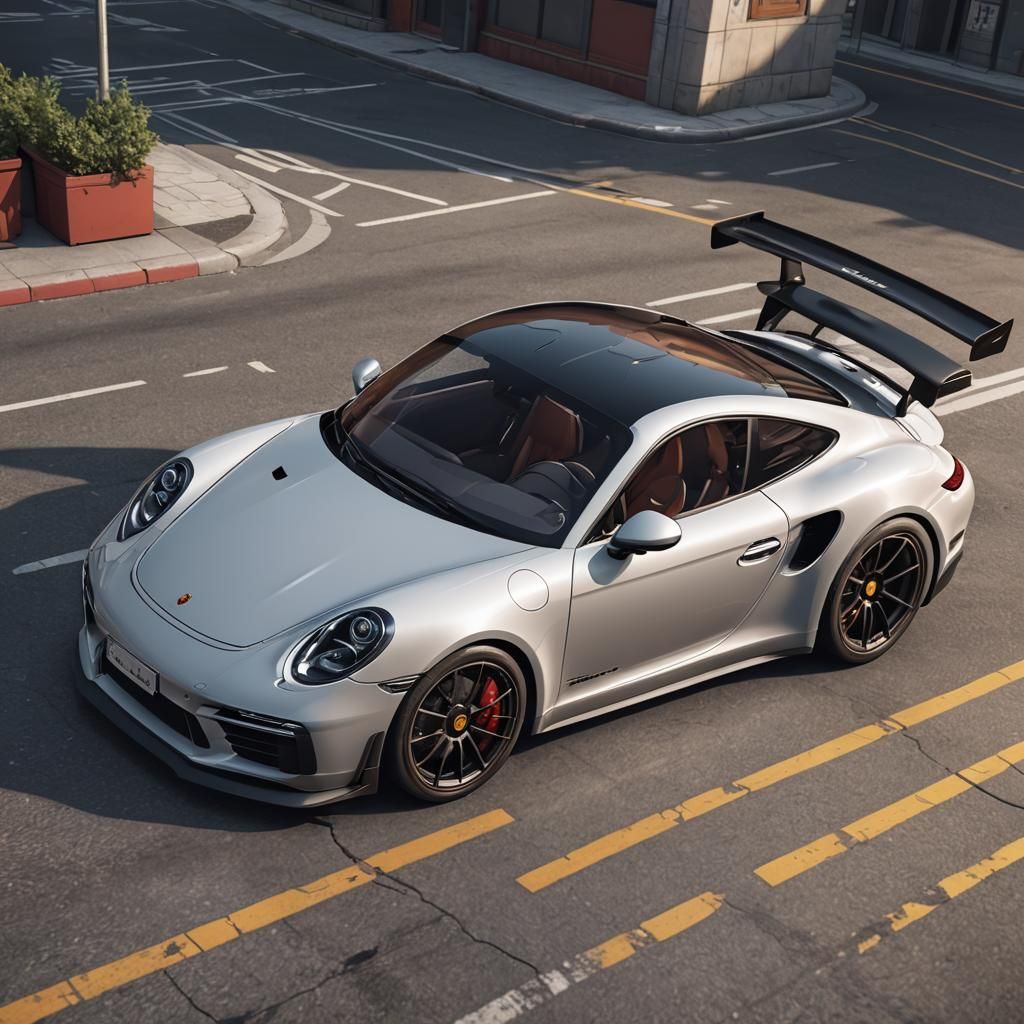 Anime Style Porsche Rendered in 3D
