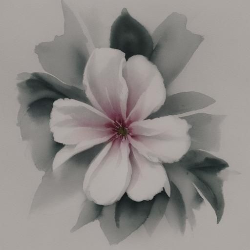 Chiaroscuro art style of watercolor flowers