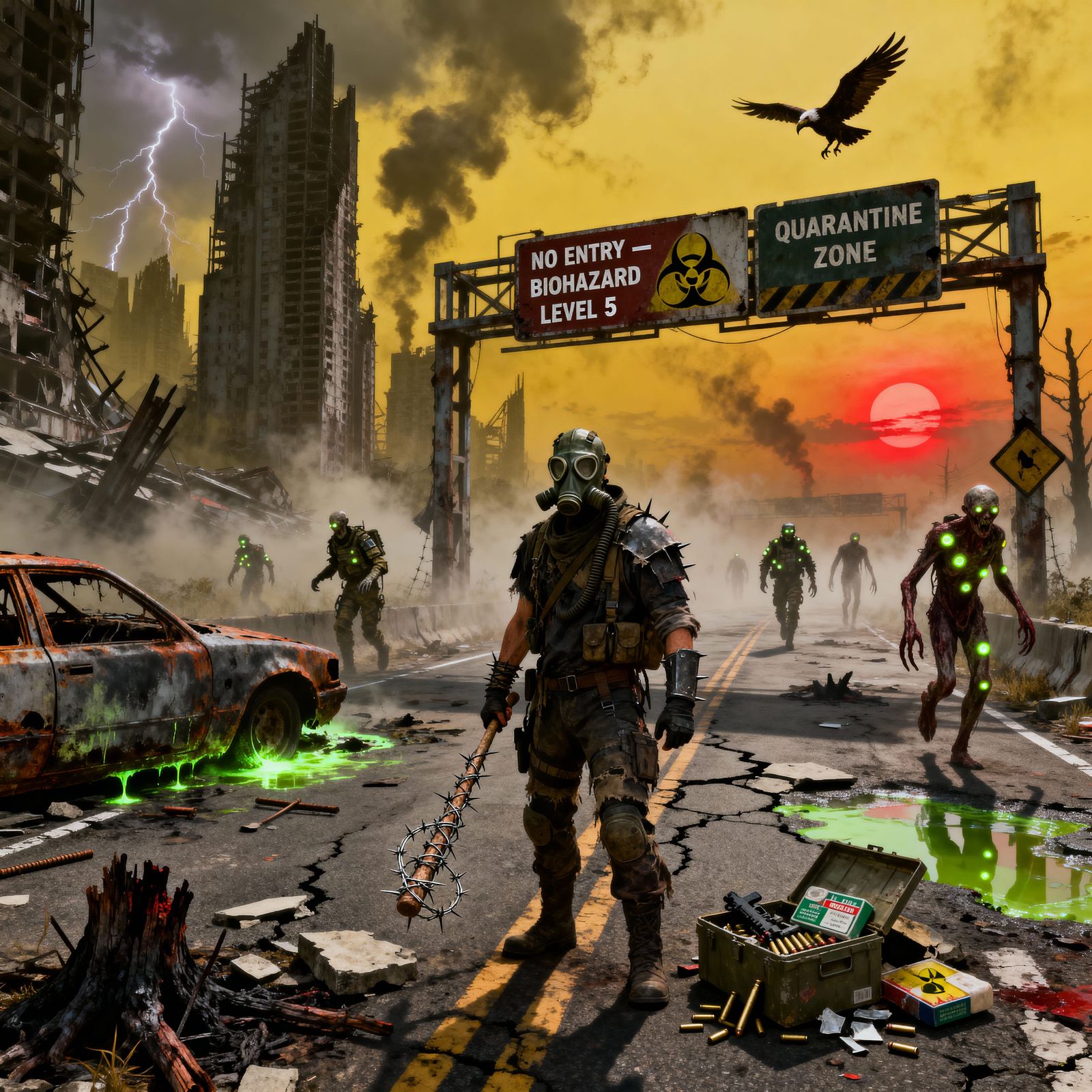 Apocalyptic Survivor in Toxic Wasteland