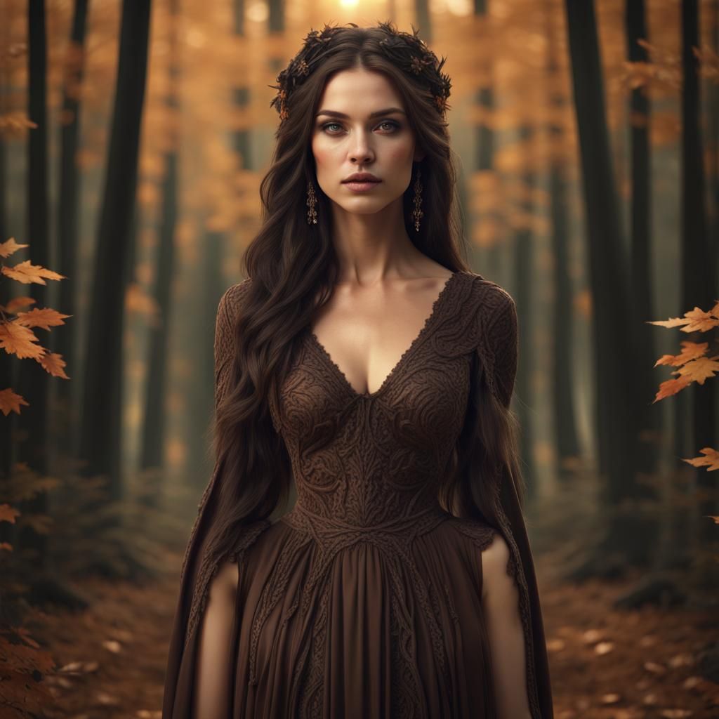 Beautiful Woman in Woods: Fantasy Matte Painting