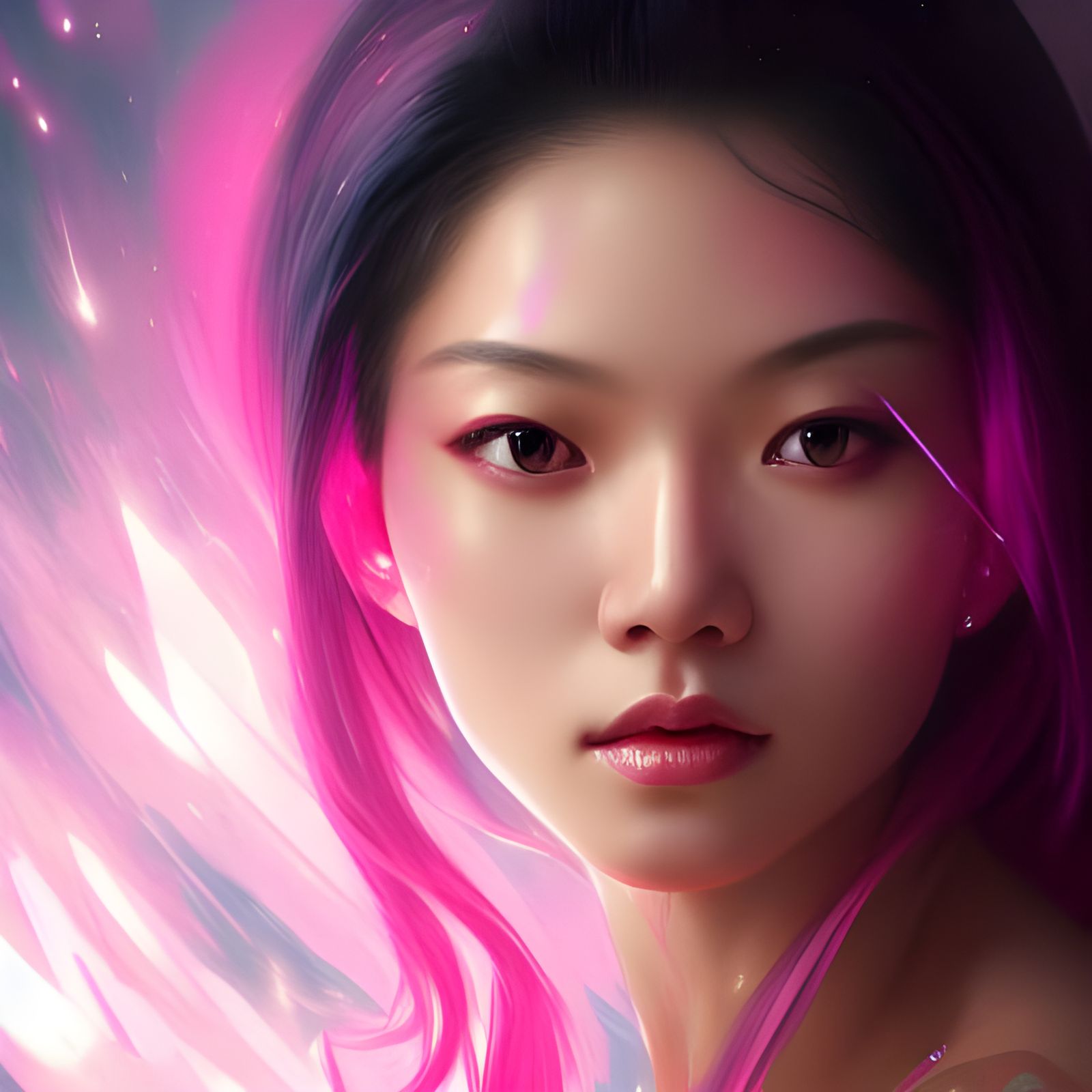 Asian Beauty in Electric Pink Storm