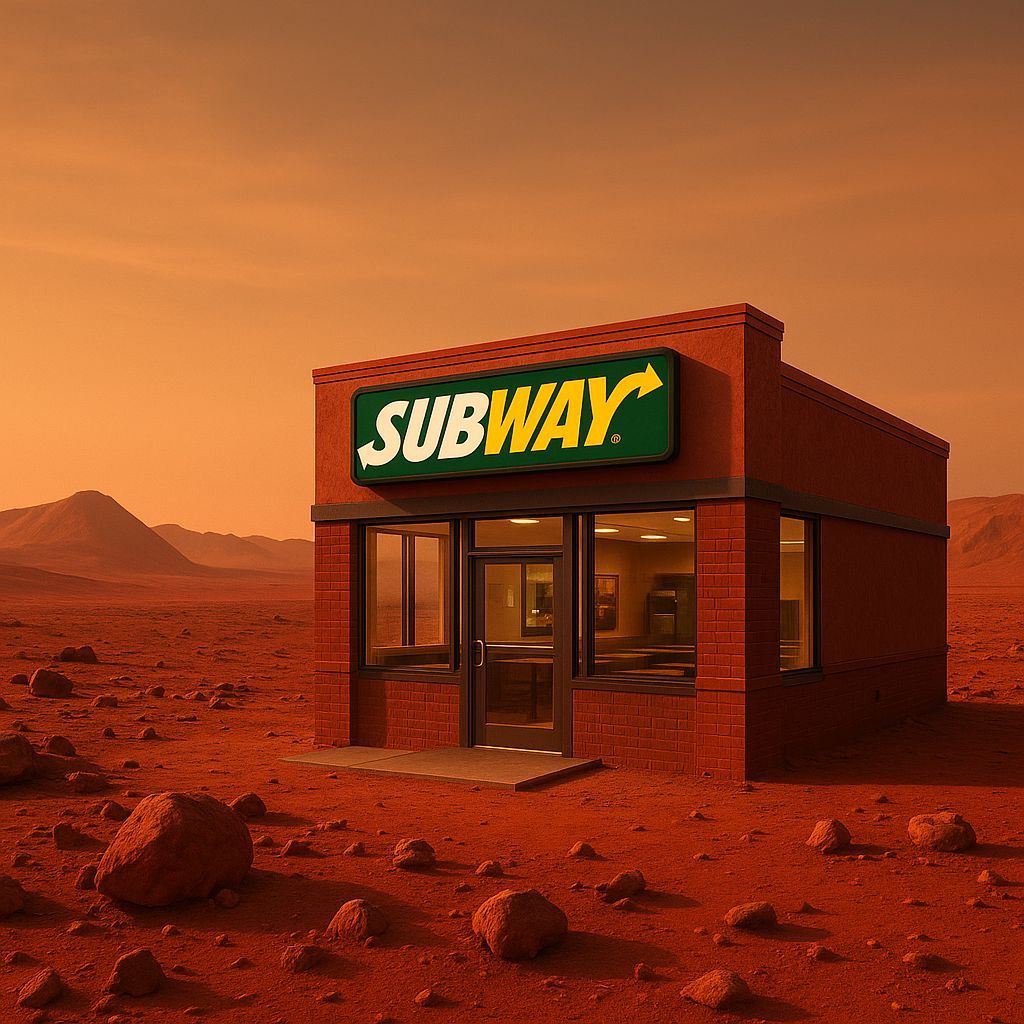 Subway Restaurant on Mars Landscape