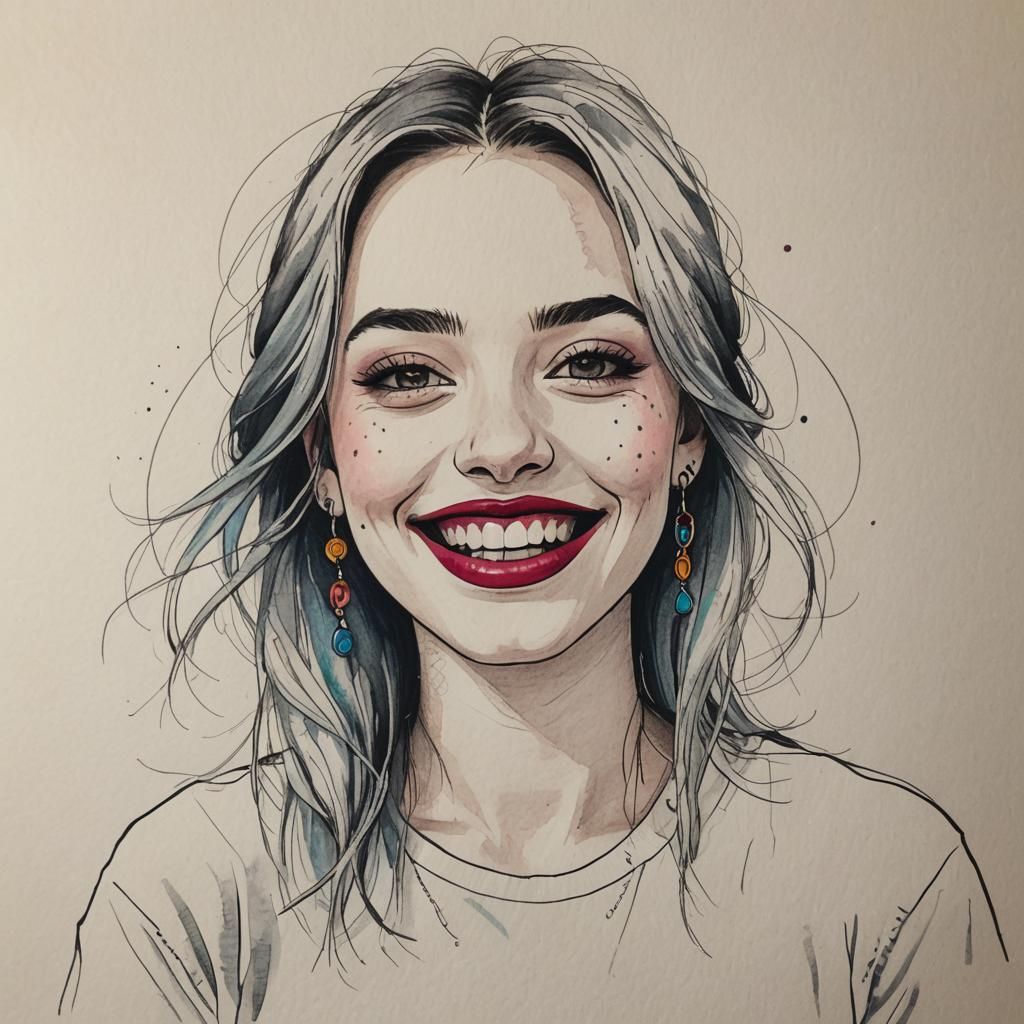Vibrant Portrait of a Young Girl with a Piercing Smile