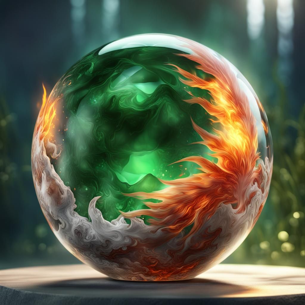 Crystal Marble with Flaming Eagle and Prairie