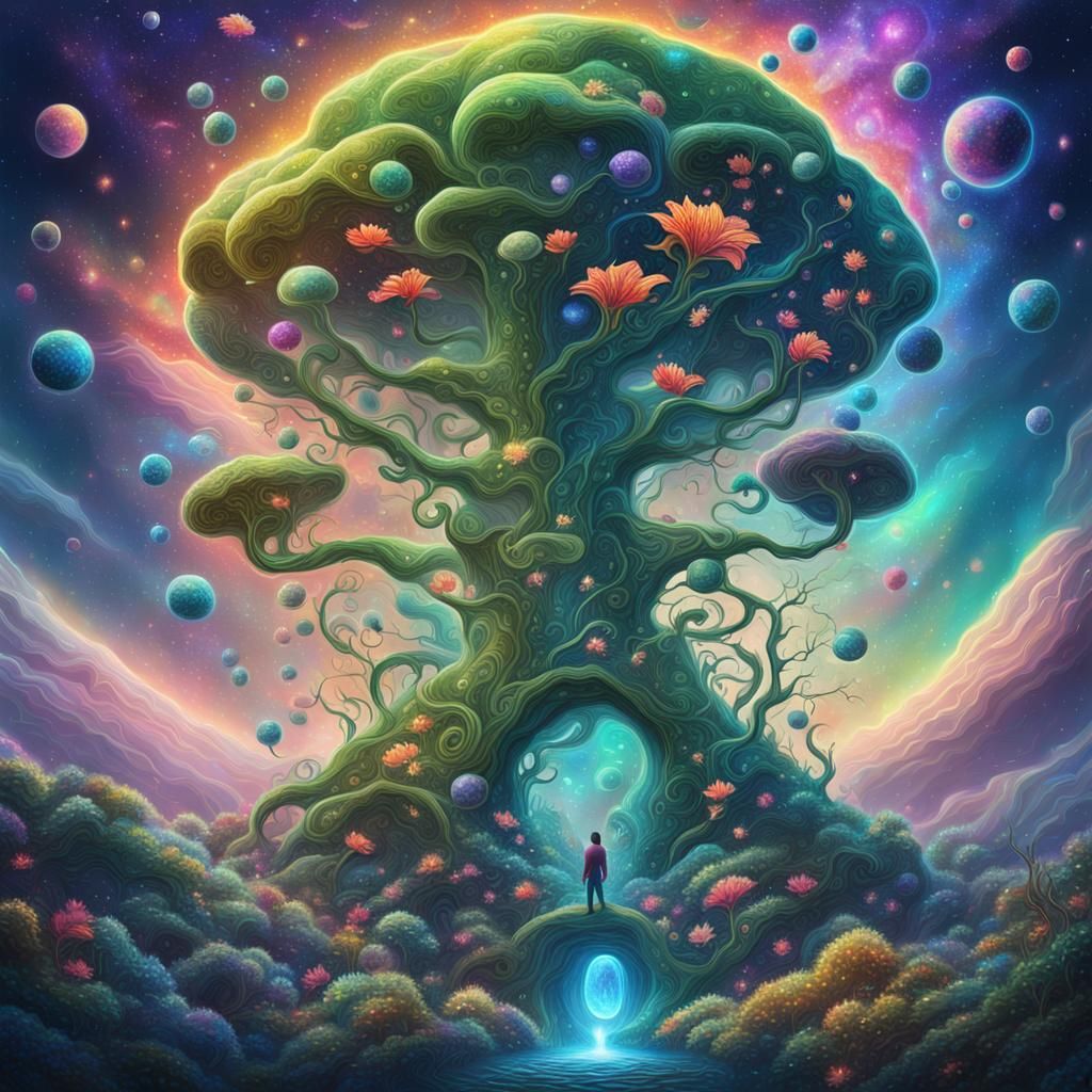 Cosmic Beanstalk: A Holographic Astral Illustration
