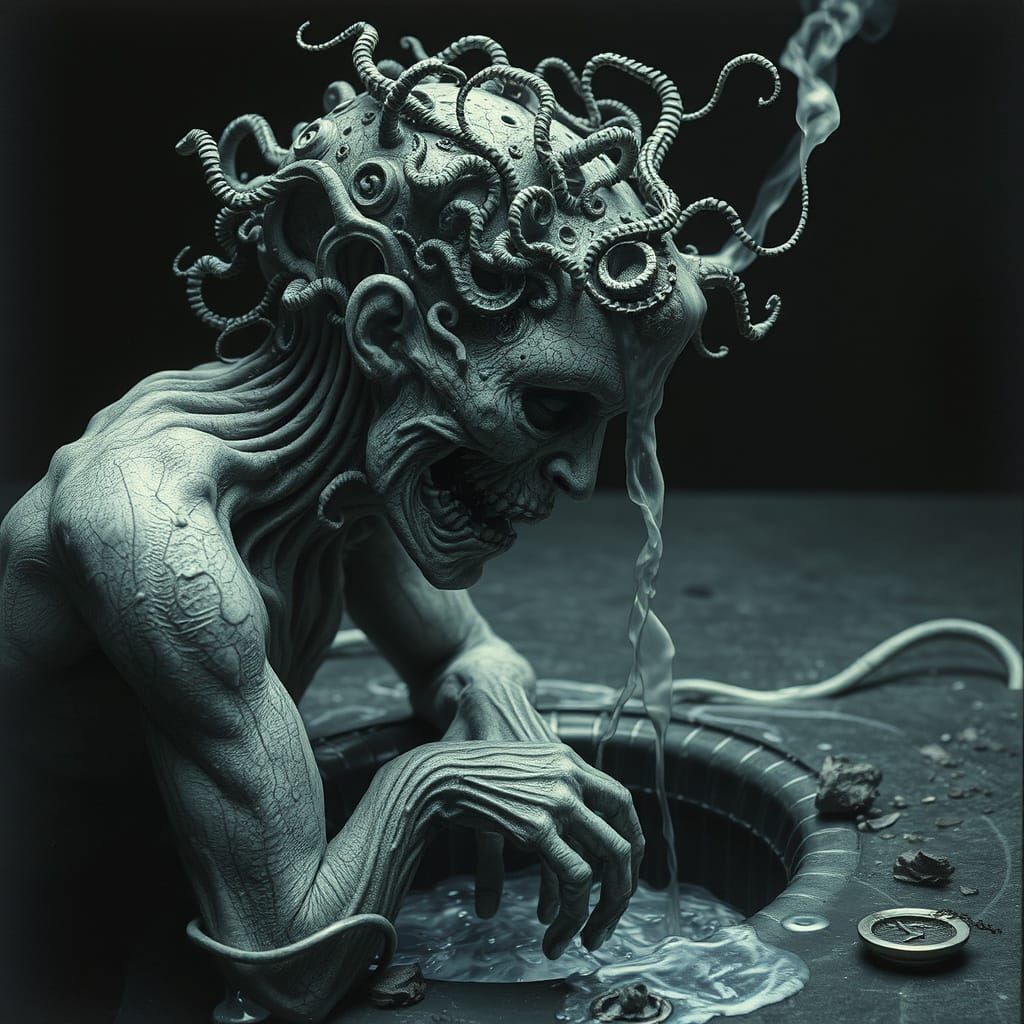 Surreal Biomechanical Figures Liquifying Emotionally