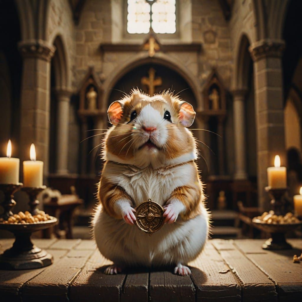 Saintly Hamster in Golden Renaissance Halo