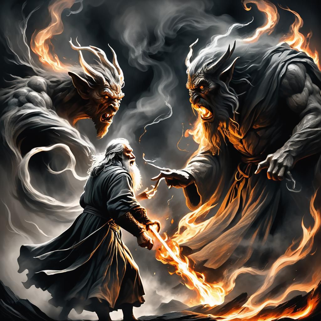 Epic Battle in Dark Fantasy Style