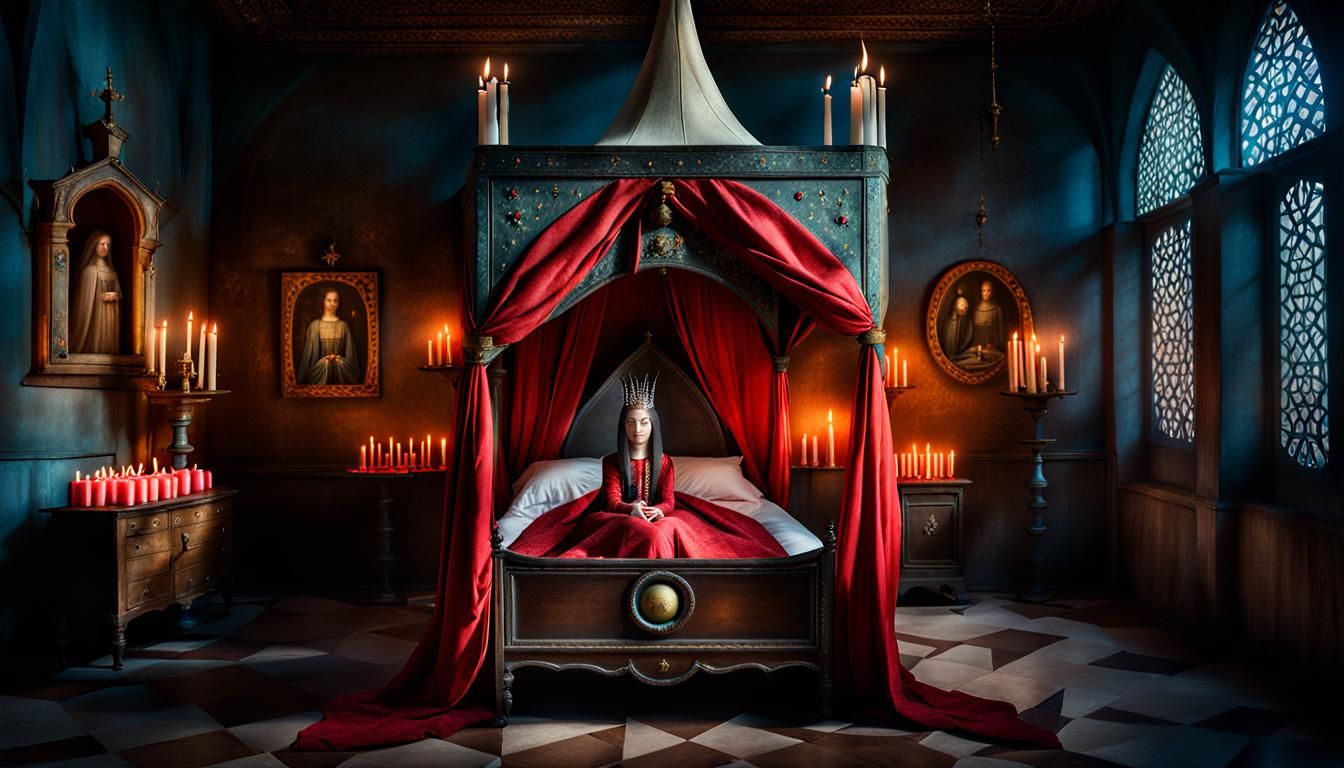 medieval gothic bed - red