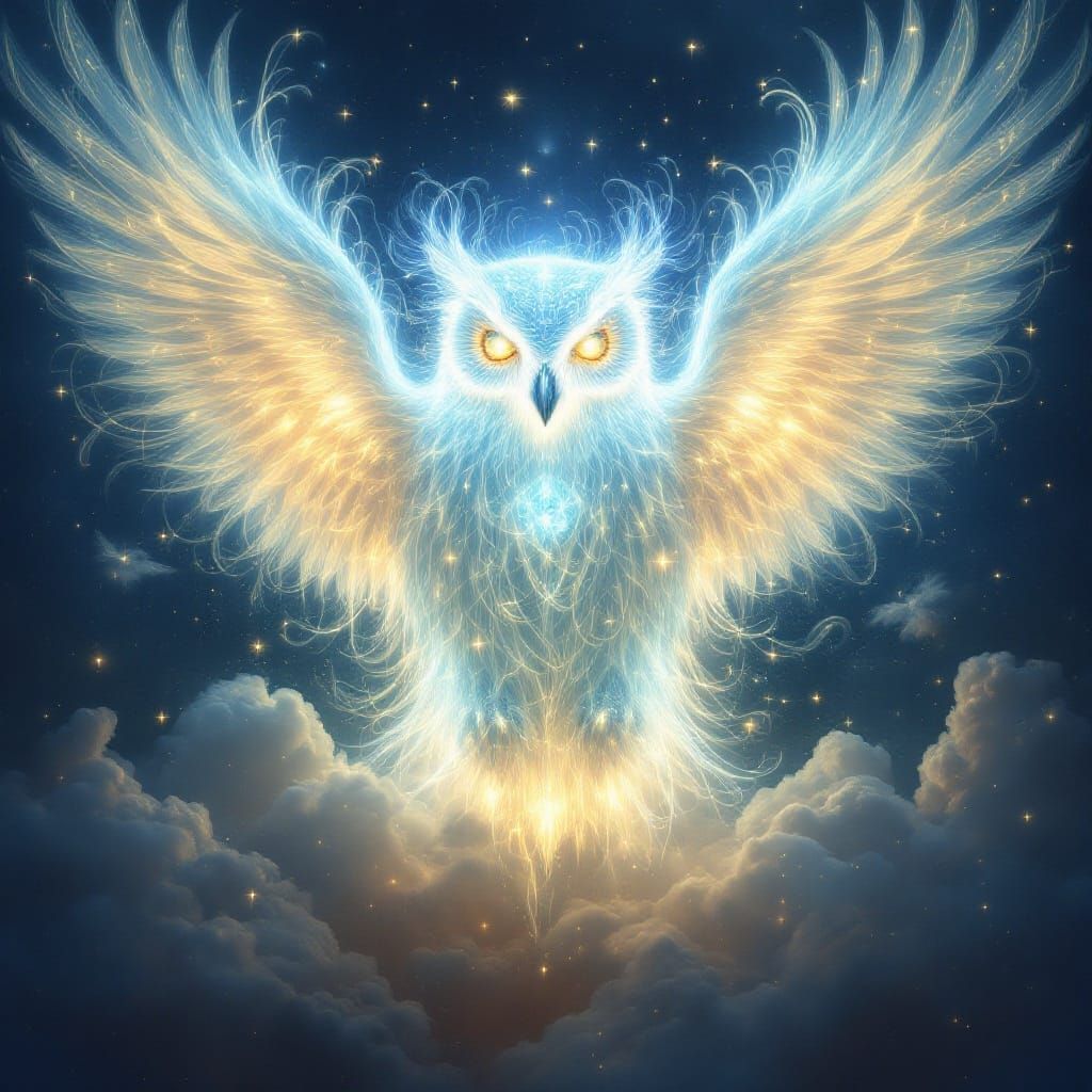 Luminous Owl: A Symbolic Surrealism Artwork