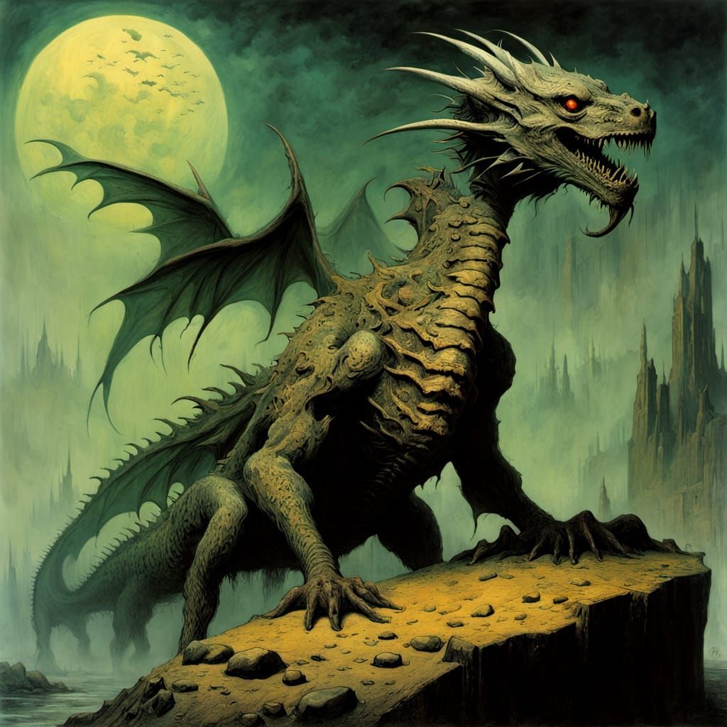 Brutal Poison Dragon in Dark Fantasy Style