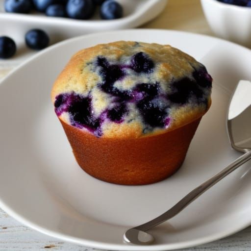 Delicious Blueberry Muffin on a Plate