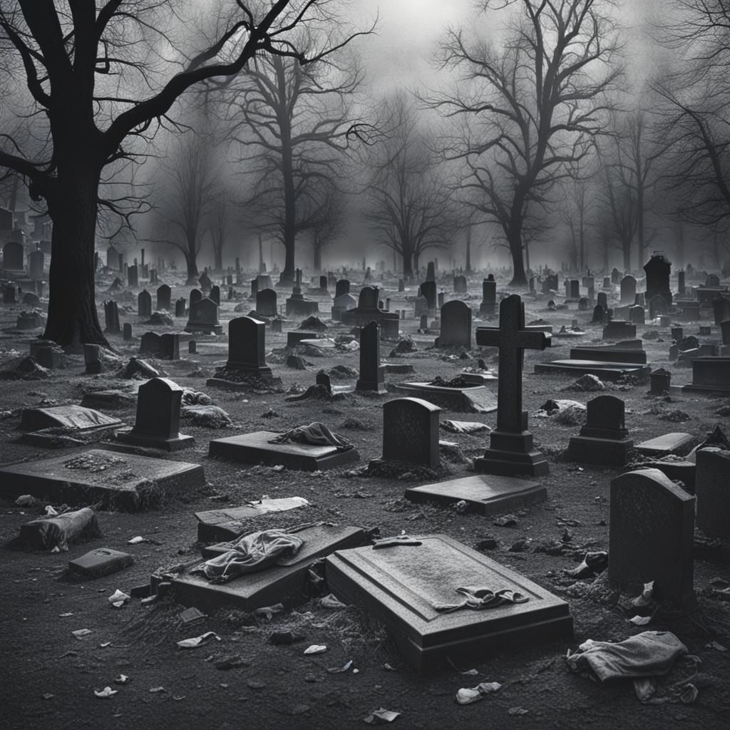 Sinister Ghost-Filled Graveyard Art