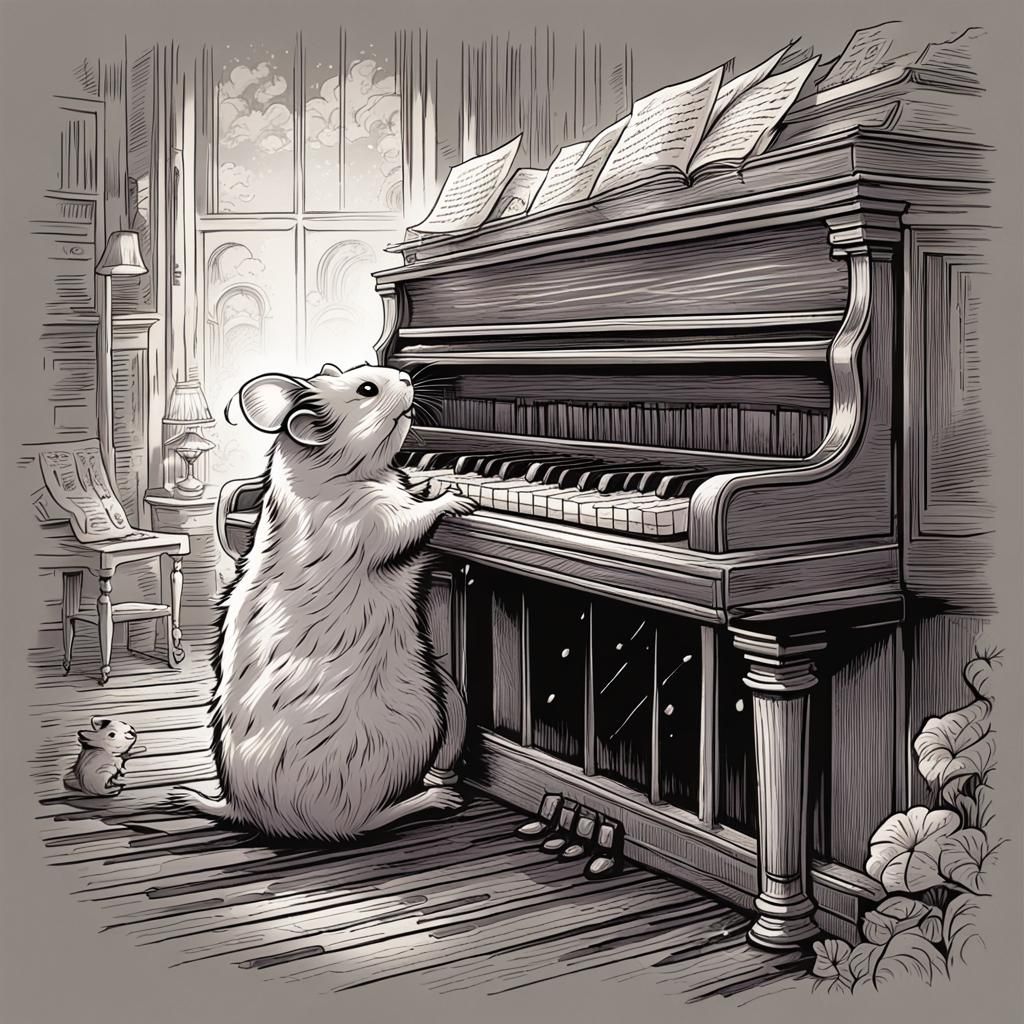Hamster Plays Piano: Comic Book Art Style