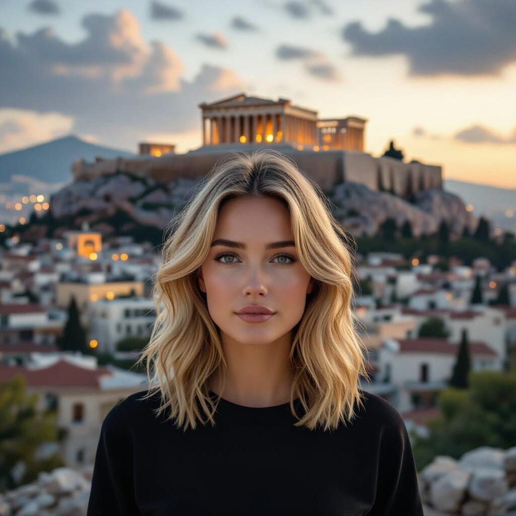 Person with Blonde Hair at Acropolis in Athens