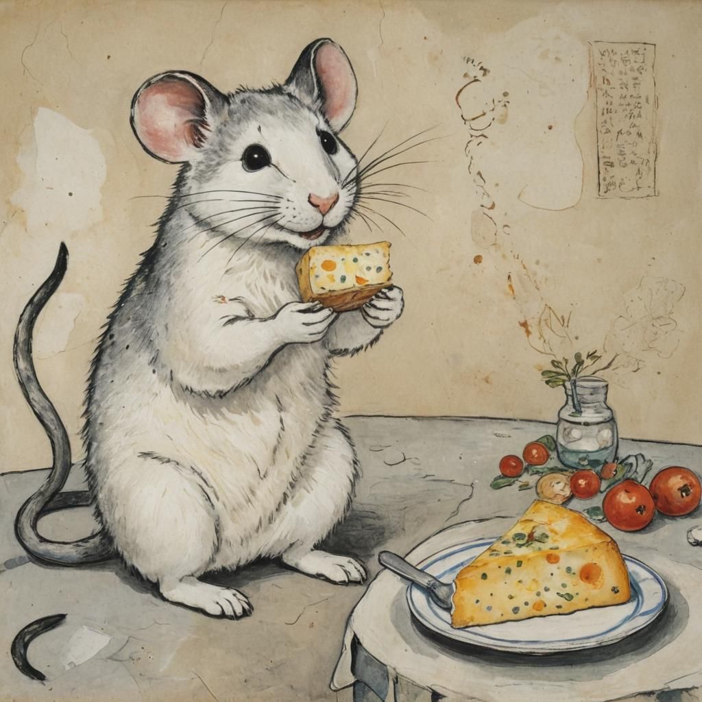 Mouse Cheese Taster in Surrealist Style