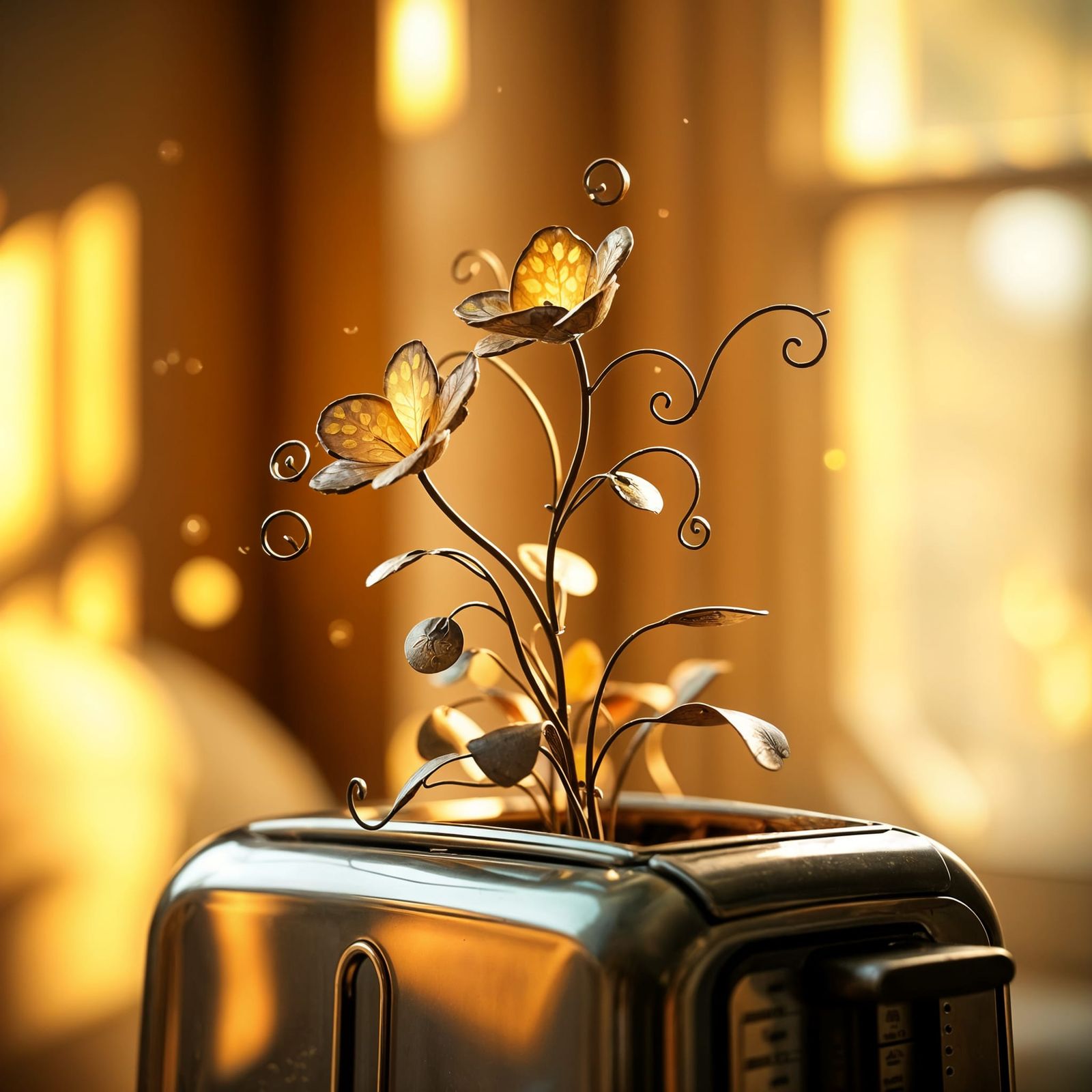 Steampunk Toaster Bloom in Warm Morning Light